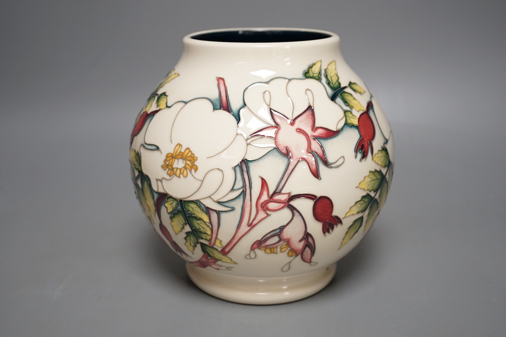 A Moorcroft 'Rosa' vase by Nicola Slaney, numbered edition, 2015, 18cms high.
